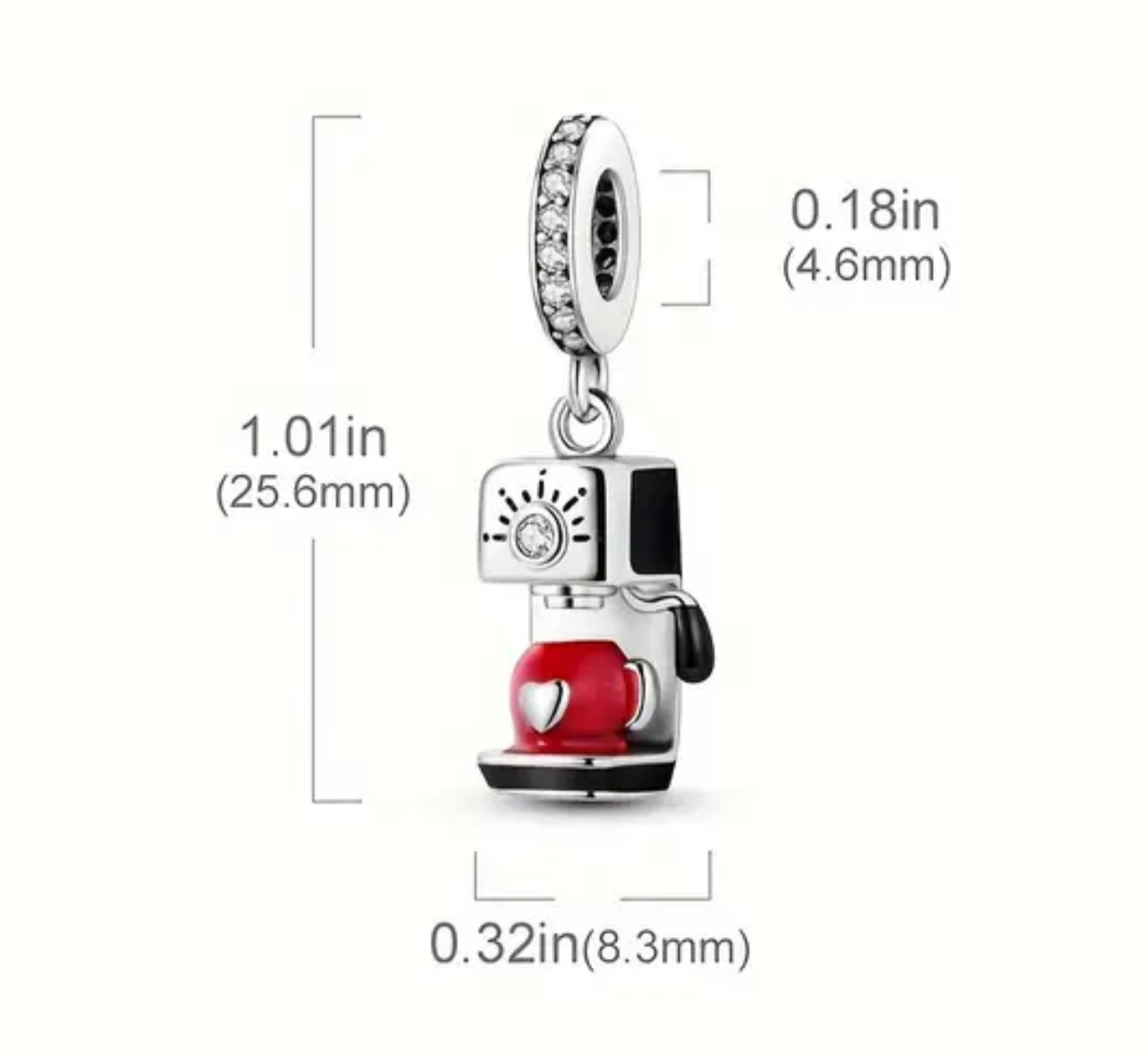 925 Silver Coffee Maker Charm