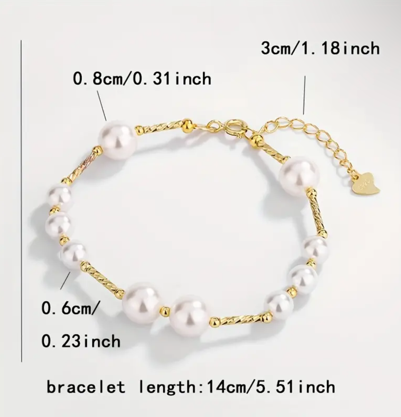 925 Sterling Silver Pearl Gold Plated Bracelet