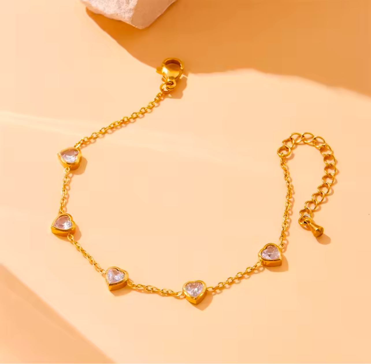 Amore CZ Thin Heart ST Bracelet