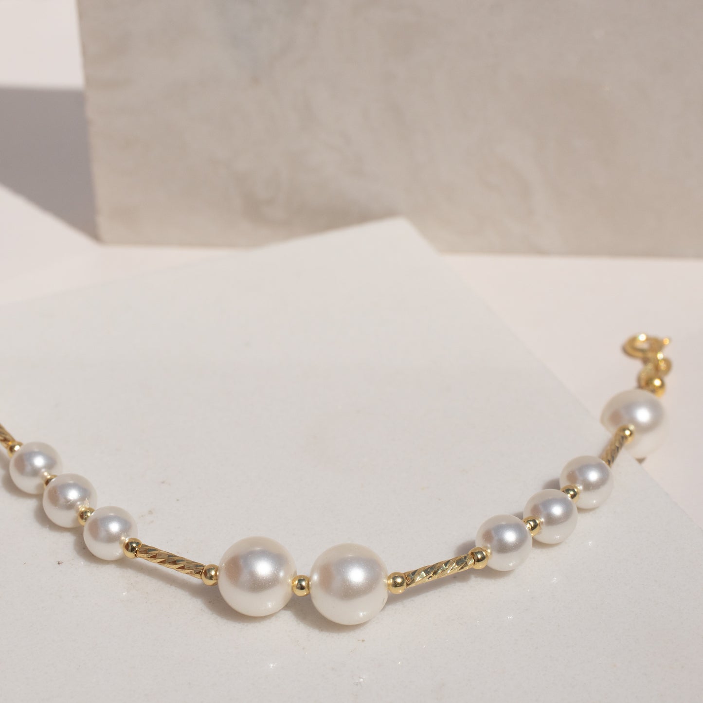 925 Sterling Silver Pearl Gold Plated Bracelet
