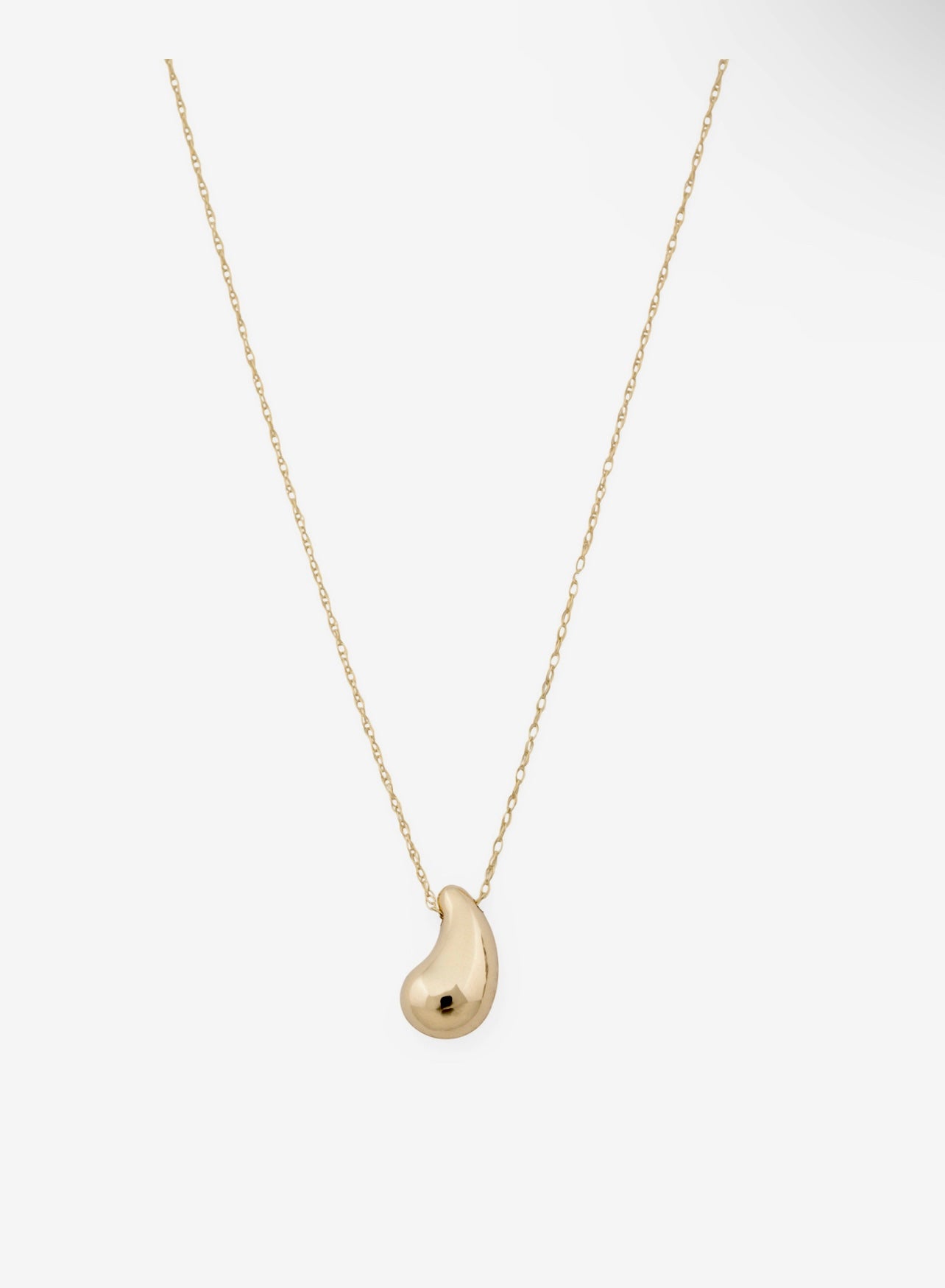 14k Solid Gold Bean Pendant Necklace