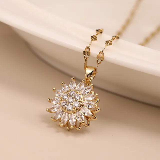 Sunflower Double-Layer Rotatable Necklace