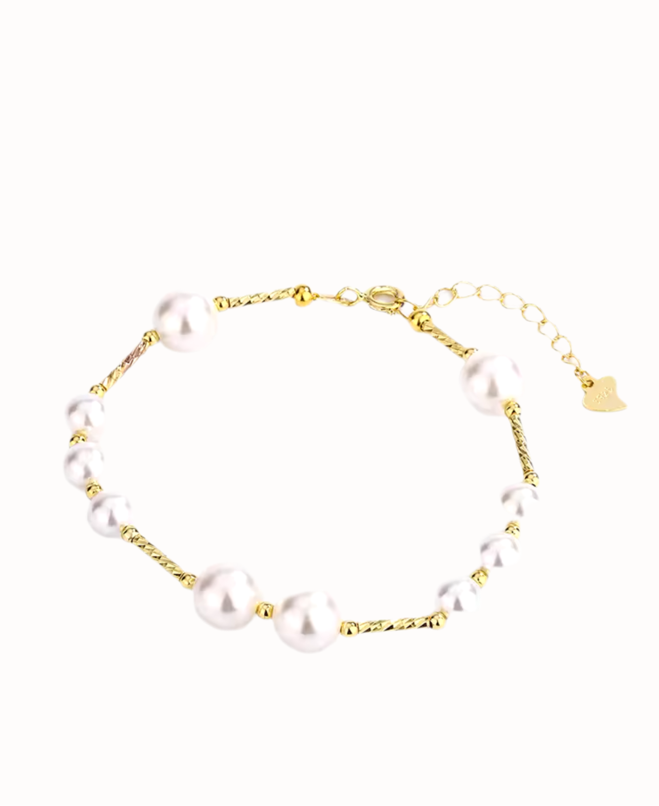925 Sterling Silver Pearl Gold Plated Bracelet