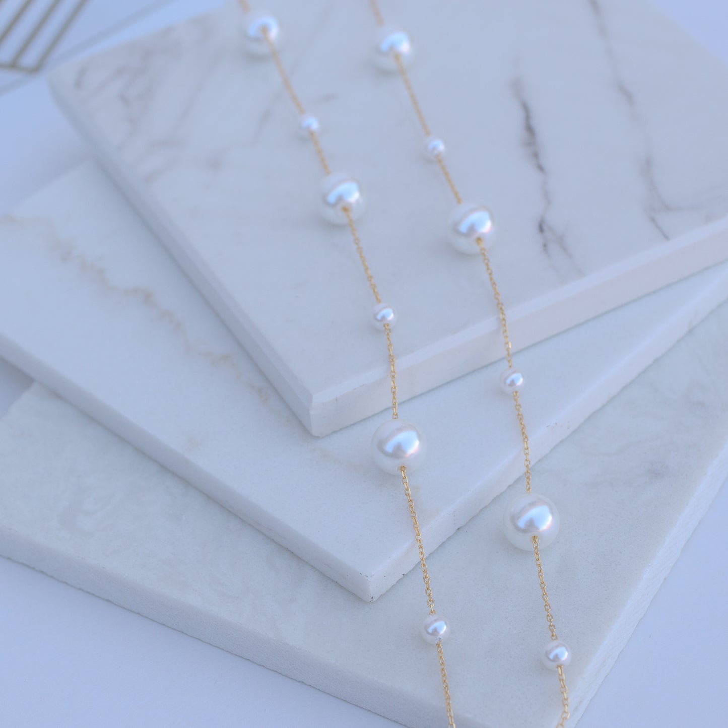 925 Silver Golden Pearl Necklace