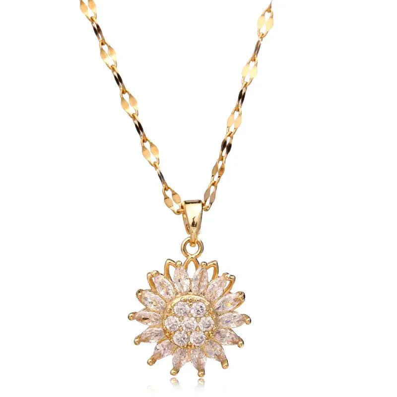Sunflower Double-Layer Rotatable Necklace