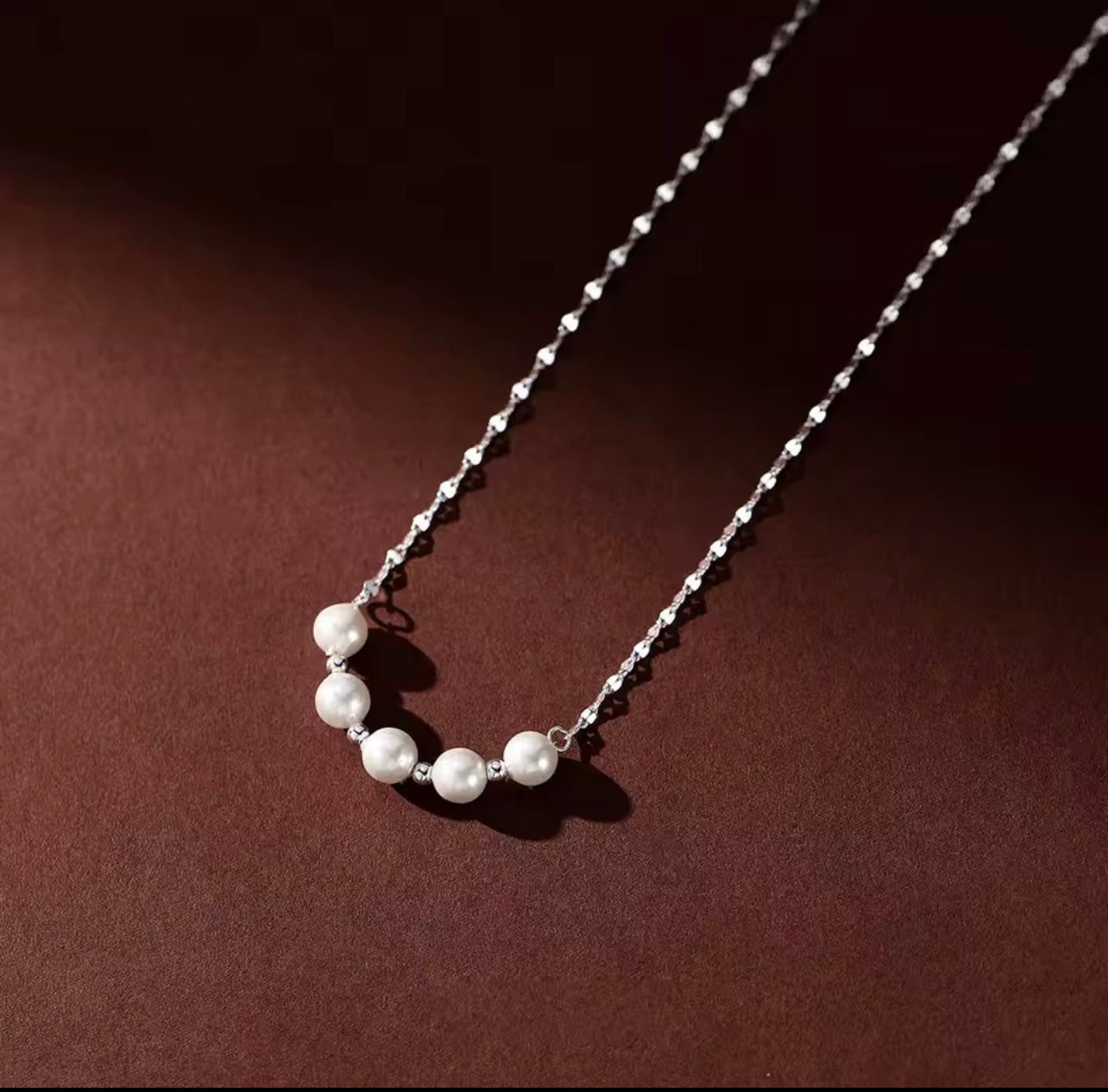 925 Sterling Silver Delicate Pearl Necklace