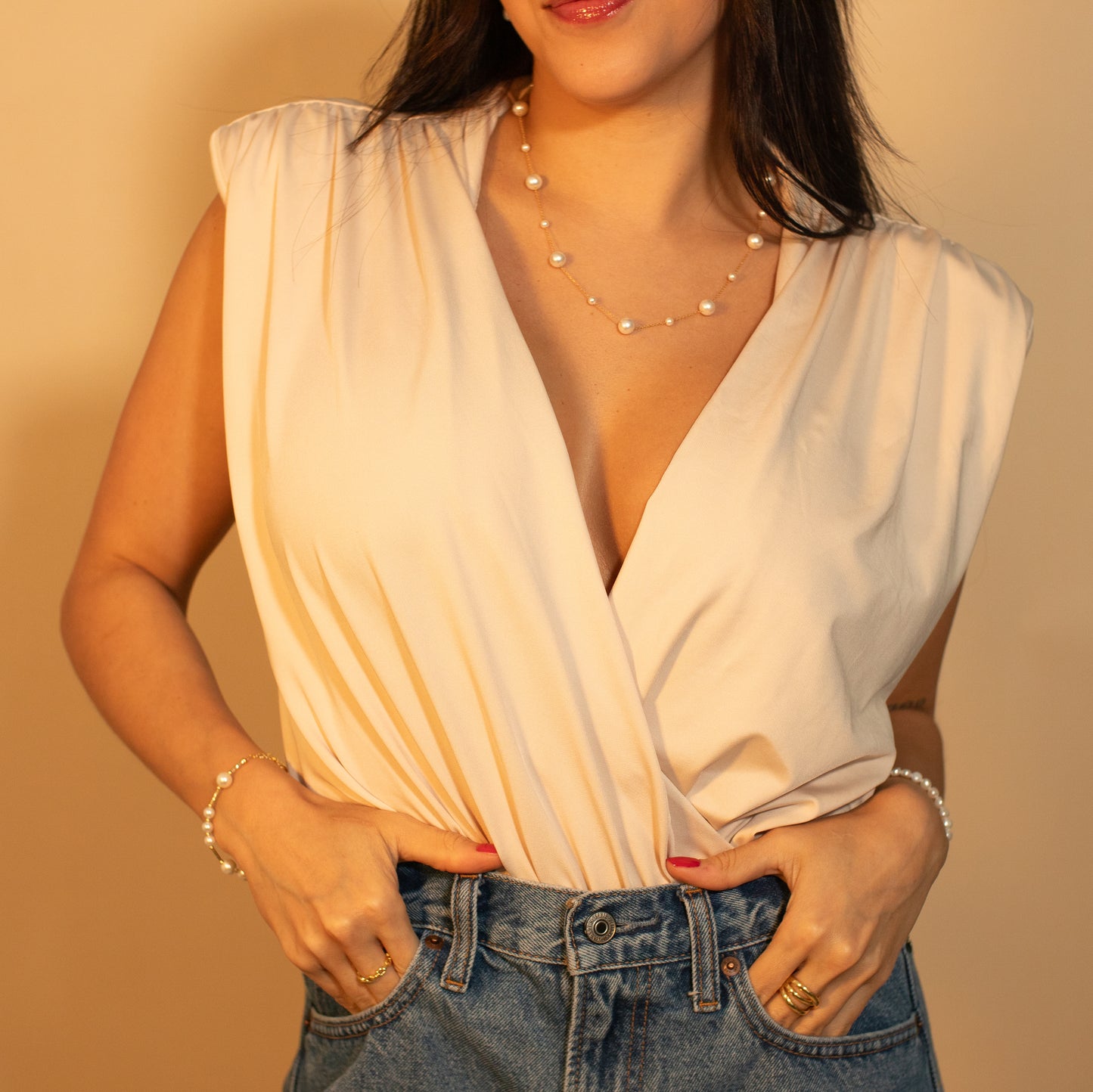 925 Silver Golden Pearl Necklace