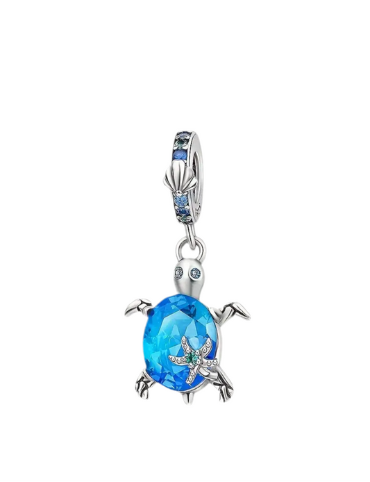 925 Silver Blue Sea Turtle Stone Charm