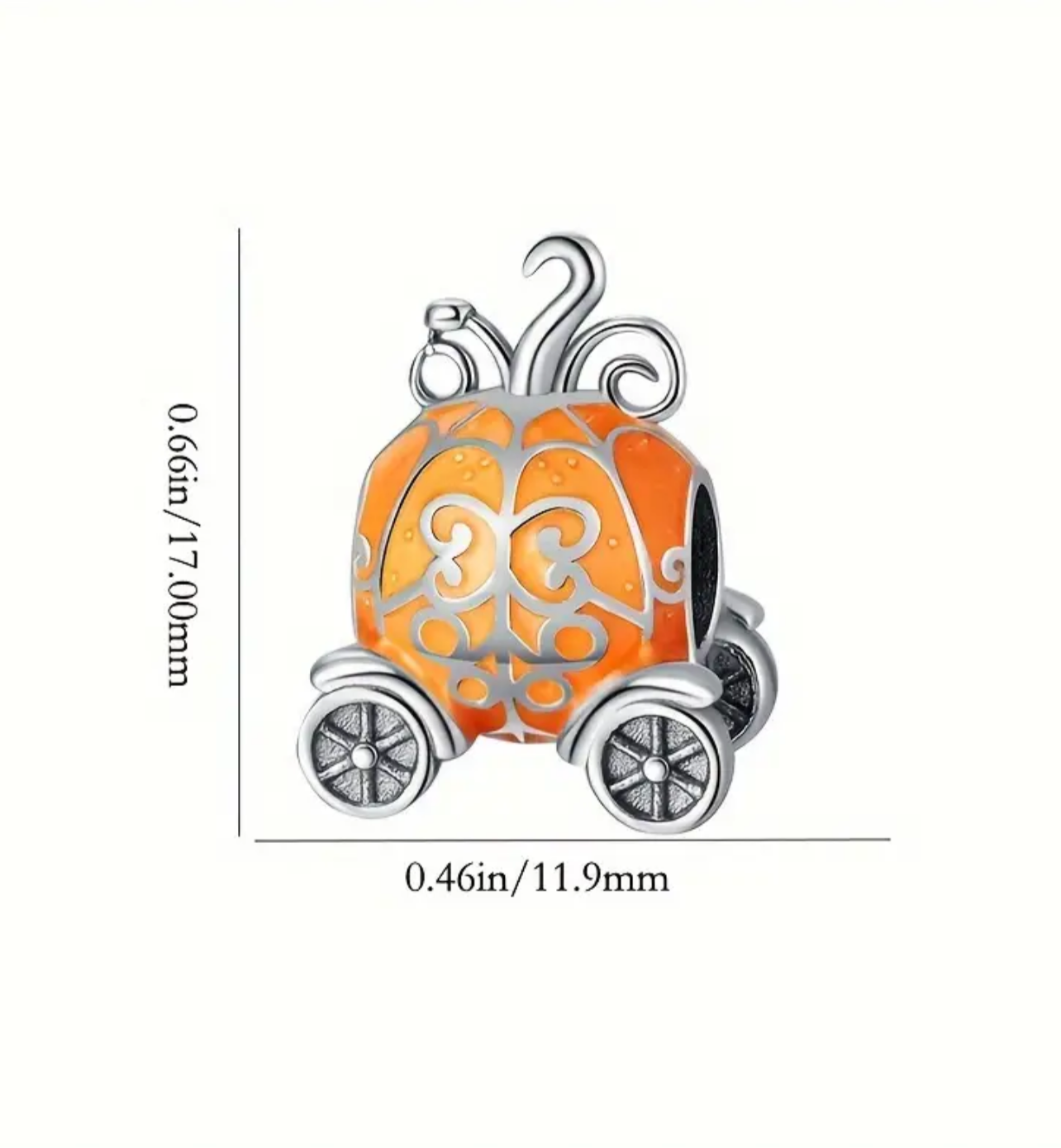 925 Silver Pumpkin Carriage Charm