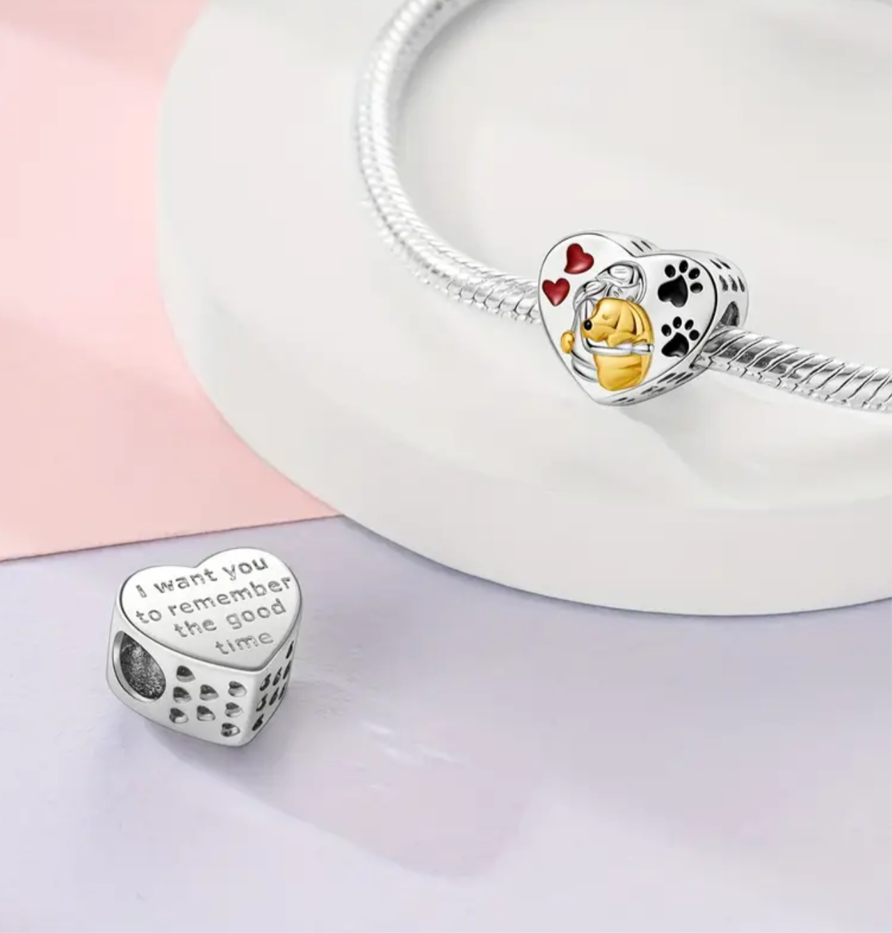 925 Silver Paw Love Charm