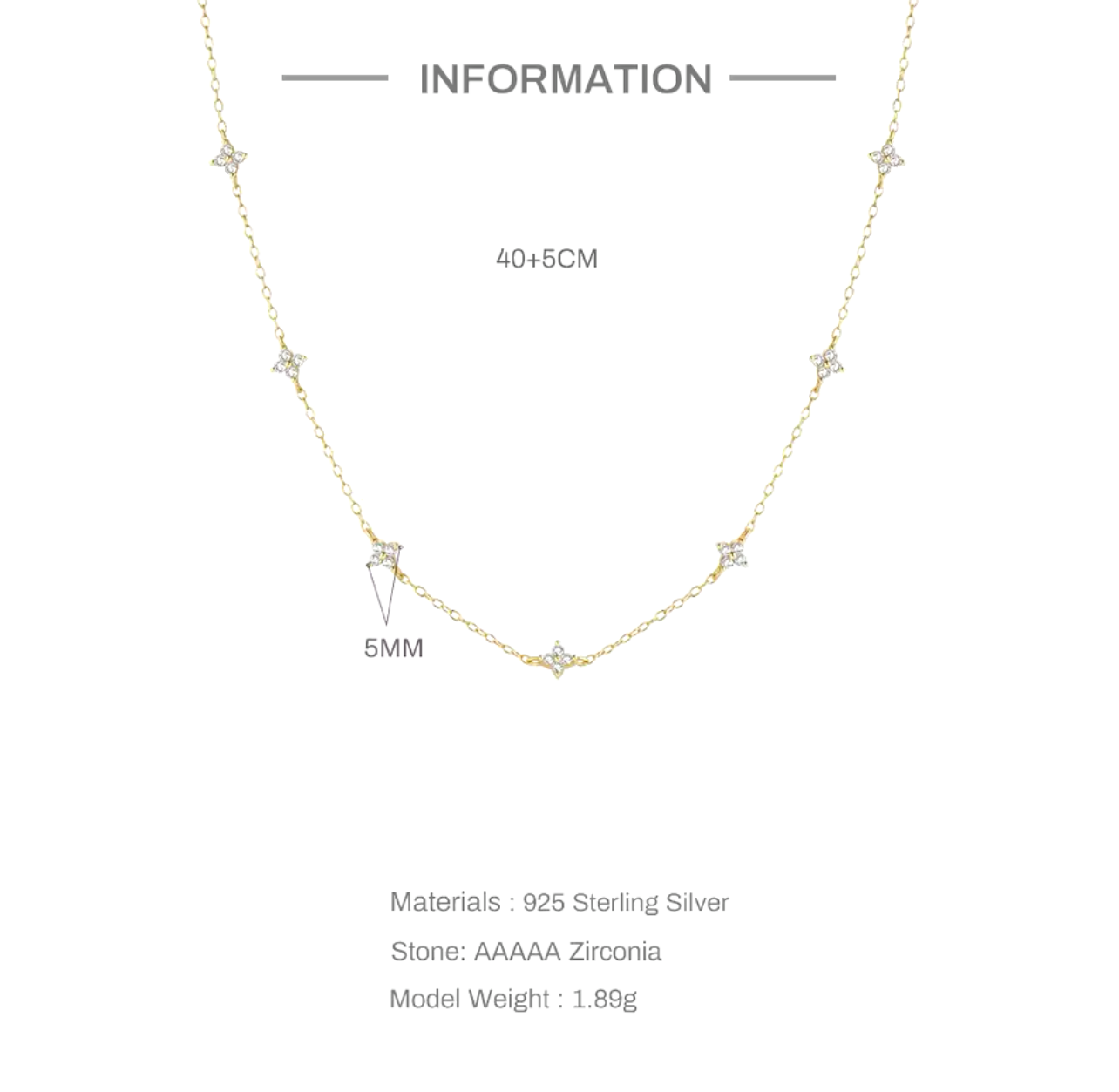 925 Silver Daisy CZ Necklace