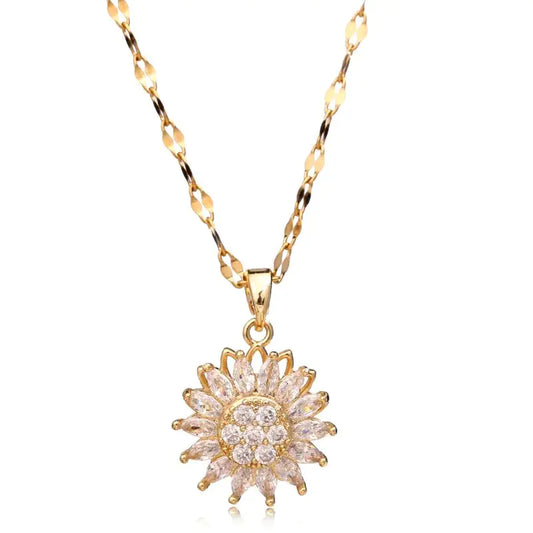 Sunflower Double-Layer Rotatable Necklace