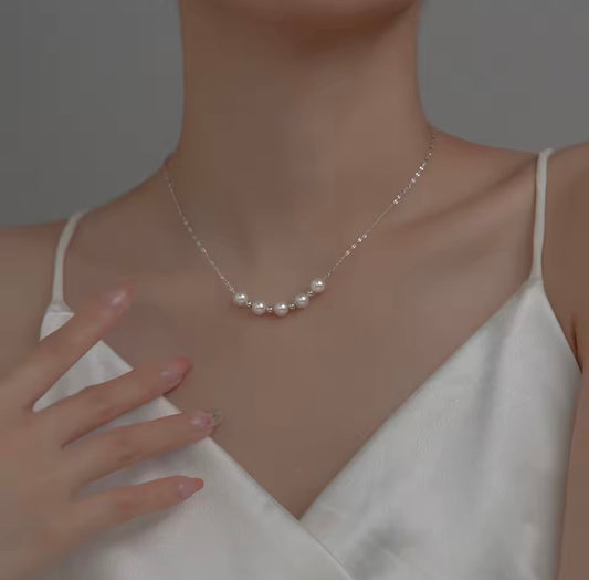 925 Sterling Silver Delicate Pearl Necklace