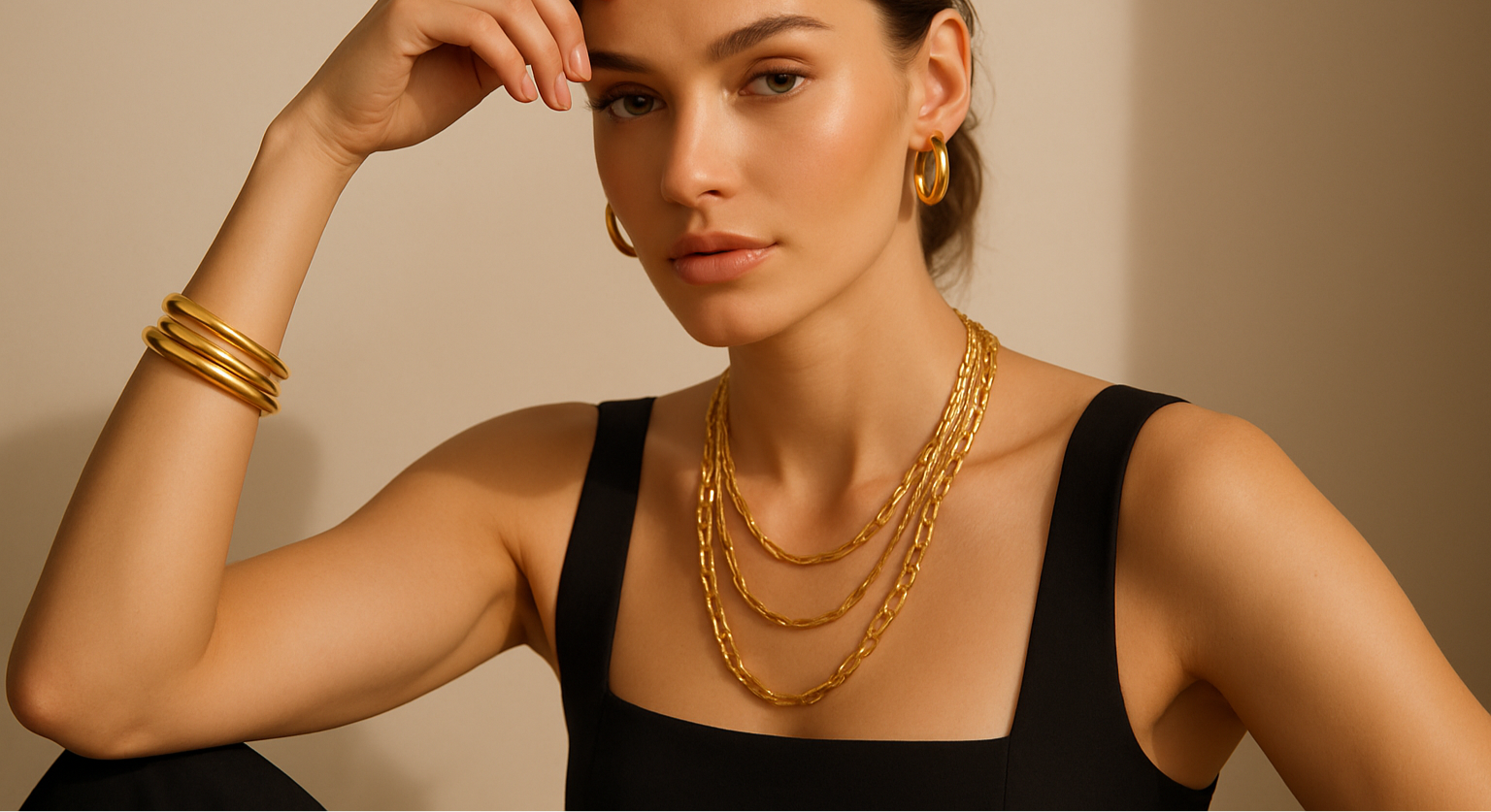 Model with gold jewelry 